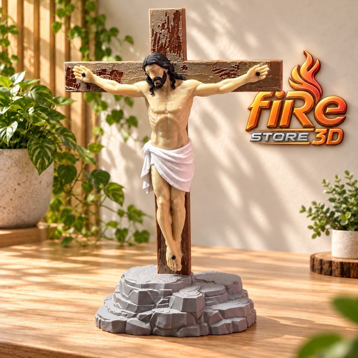 Crucifixo de Mesa — Base de Pedra
